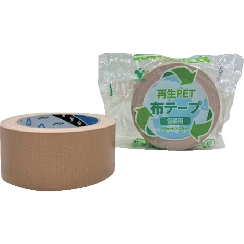 TERAOKA 再生PET布テープ No.1605 クリーム 50mm×25M 1巻（ご注文単位1巻）【直送品】