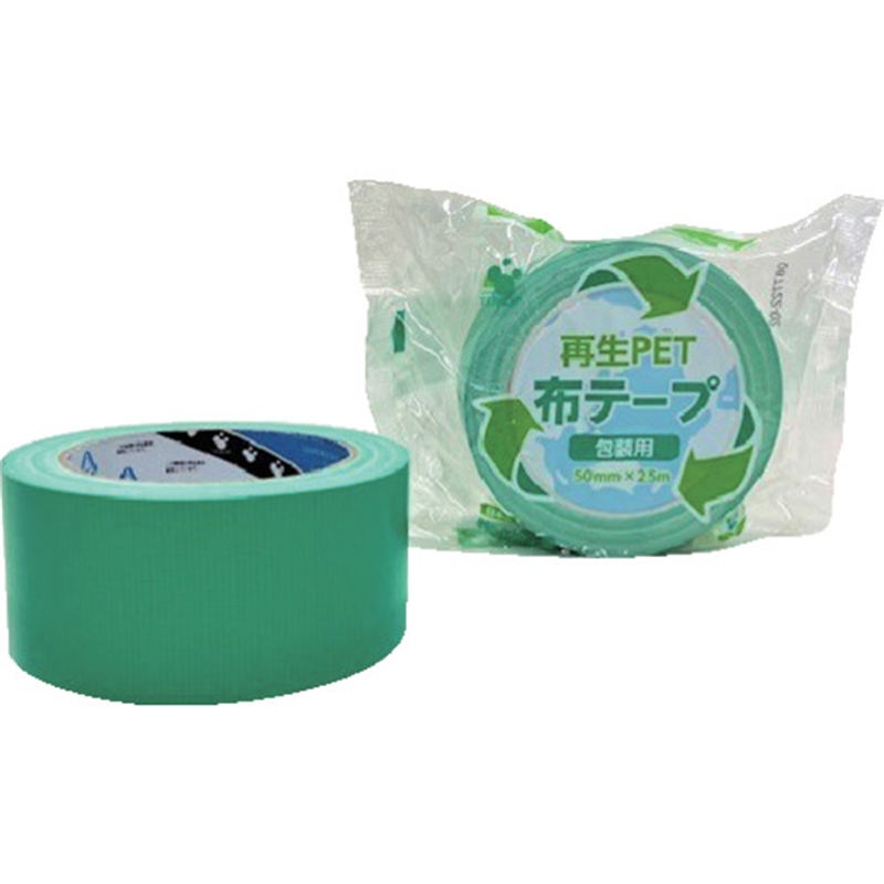 TERAOKA 再生PET布テープ No.1605 緑 50mm×25M 1巻（ご注文単位1巻）【直送品】