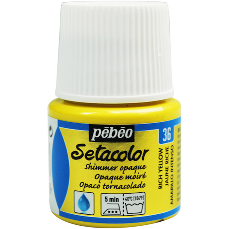 Pebeo 布用水性アクリル絵具セタカラーシマー 45ml リッチイエロー 1本（ご注文単位1本）【直送品】