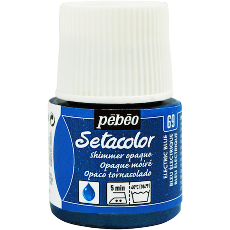 Pebeo 布用水性アクリル絵具セタカラーシマー 45ml エレクトリックブルー 1本（ご注文単位1本）【直送品】