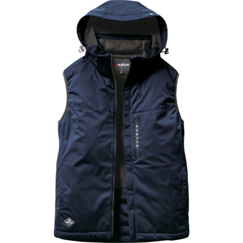 BURTLE ストレッチフーディ防寒ベスト3264-3-XLネイビー 1着（ご注文単位1着）【直送品】