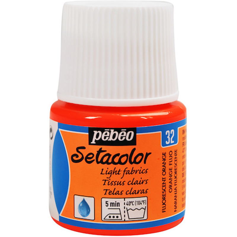 Pebeo 布用水性アクリル絵具セタカラー透明蛍光色 45ml フルレセントオレンジ 1本（ご注文単位1本）【直送品】