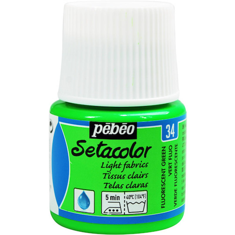 Pebeo 布用水性アクリル絵具セタカラー透明蛍光色 45ml フルレセントグリーン 1本（ご注文単位1本）【直送品】