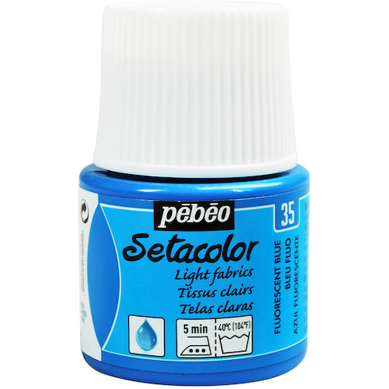 Pebeo 布用水性アクリル絵具セタカラー透明蛍光色 45ml フルレセントブルー 1本（ご注文単位1本）【直送品】