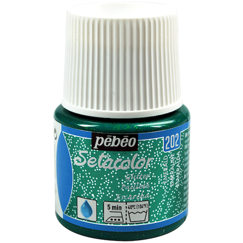 Pebeo 布用水性アクリル絵具セタカラーグリッター 45ml エメラルド 1本（ご注文単位1本）【直送品】