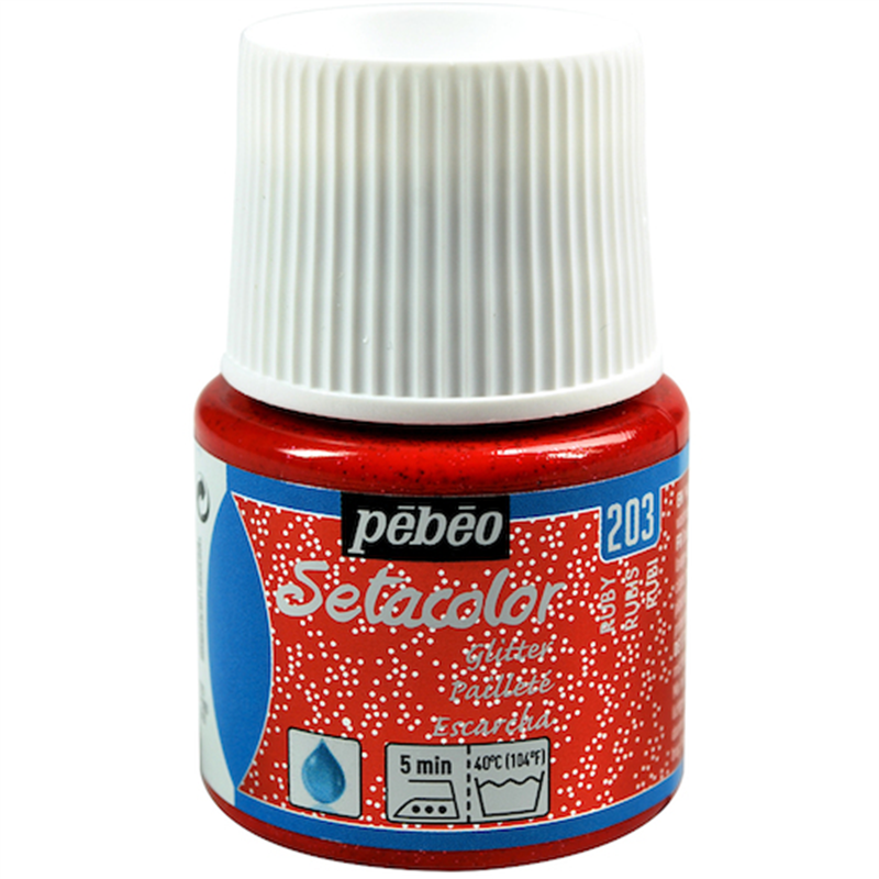 Pebeo 布用水性アクリル絵具セタカラーグリッター 45ml ルビー 1本（ご注文単位1本）【直送品】