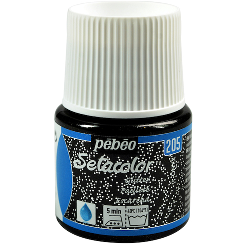 Pebeo 布用水性アクリル絵具セタカラーグリッター 45ml オニキス 1本（ご注文単位1本）【直送品】