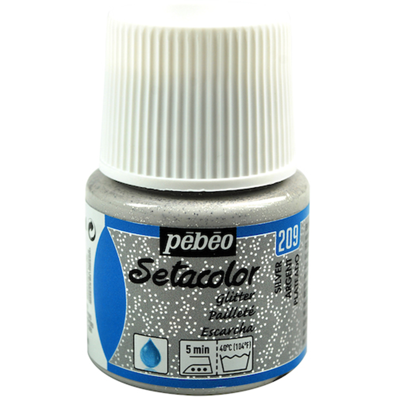 Pebeo 布用水性アクリル絵具セタカラーグリッター 45ml シルバー 1本（ご注文単位1本）【直送品】
