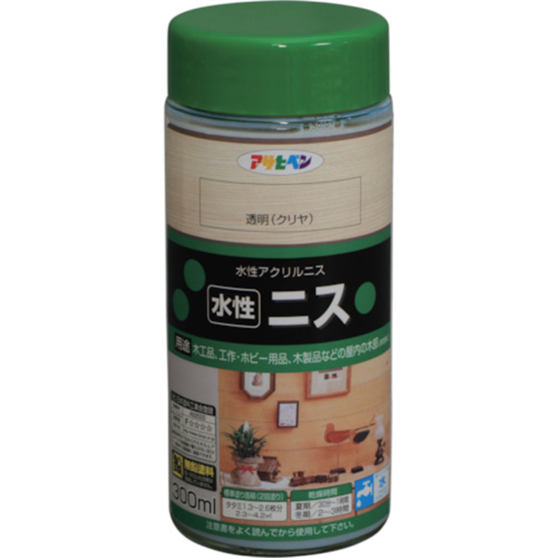 アサヒペン 水性ニス 300ML 透明(クリヤ) 1缶(ご注文単位1缶)【直送品】
