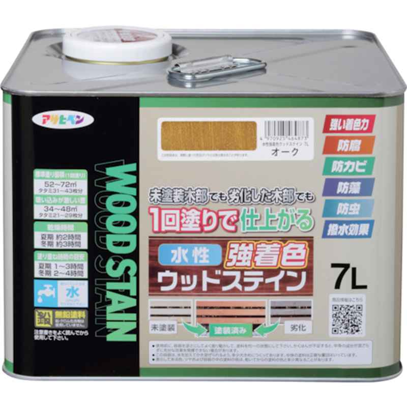 アサヒペン 水性強着色ウッドステイン 7L オーク 1缶(ご注文単位1缶)【直送品】