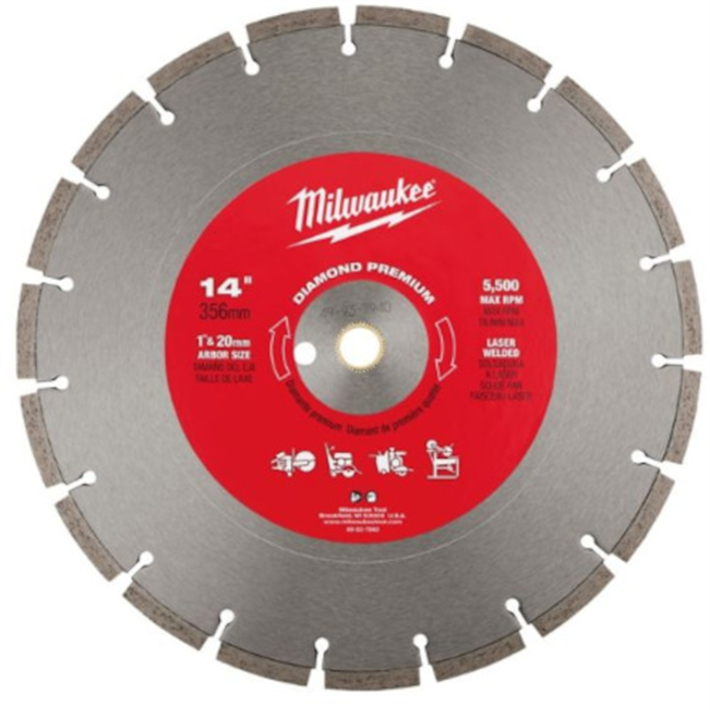 milwaukee 14インチ(356mm)ダイヤモンドブレード(プレミアムセグメント型) 1個(ご注文単位1個)【直送品】