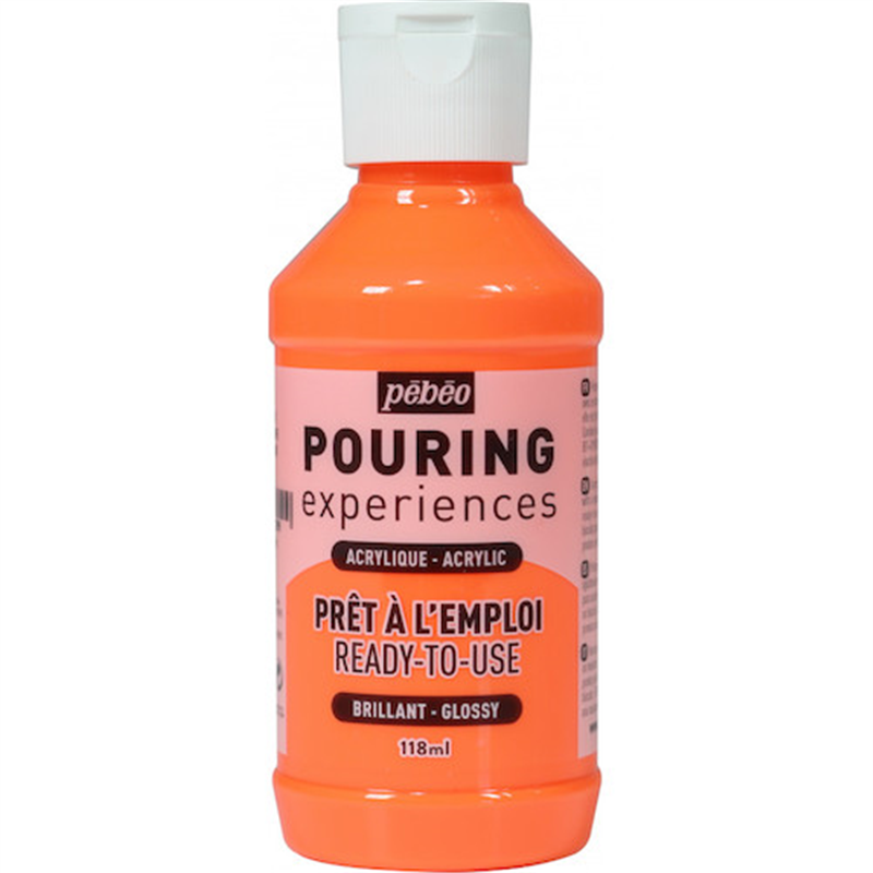 Pebeo ポーリングメディウム入り アクリル絵具118ml 29 蛍光オレンジ 1個（ご注文単位1個）【直送品】
