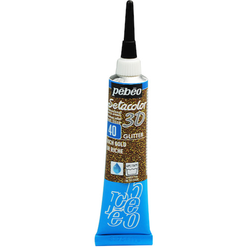 Pebeo セタカラー3Dグリッター 20ml NO.40 リッチゴールド 1本（ご注文単位1本）【直送品】