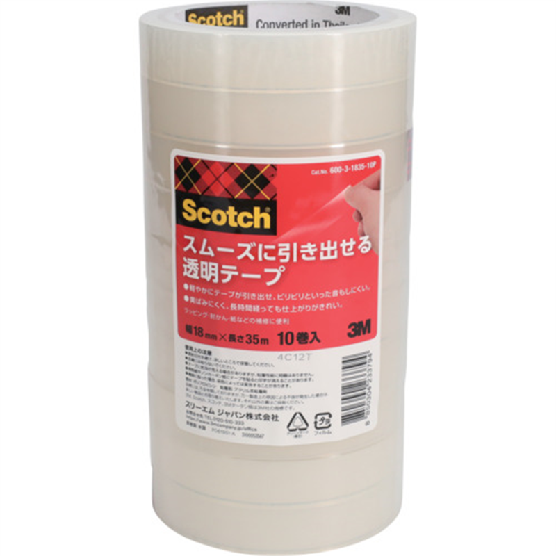3M スコッチ(R) スムーズに引き出せる透明テープ 18mm x 35m 1パック（ご注文単位1パック）【直送品】
