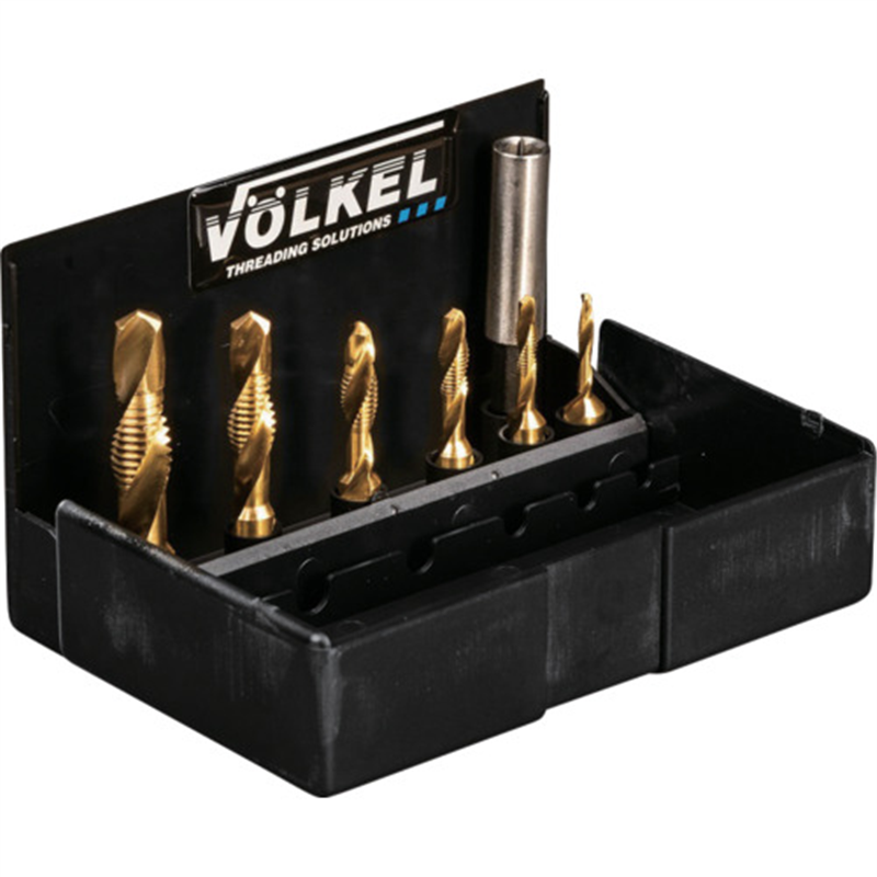 VOELKEL 六角軸タッピングドリルセット チタンコーティング M3ーM10 6本入り 1セット（ご注文単位1セット）【直送品】