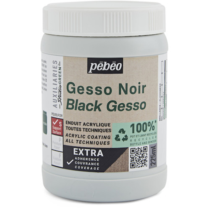 Pebeo スチューディオ グリーン アクリリック ブラックジェッソ 225ml 1本(ご注文単位1本)【直送品】