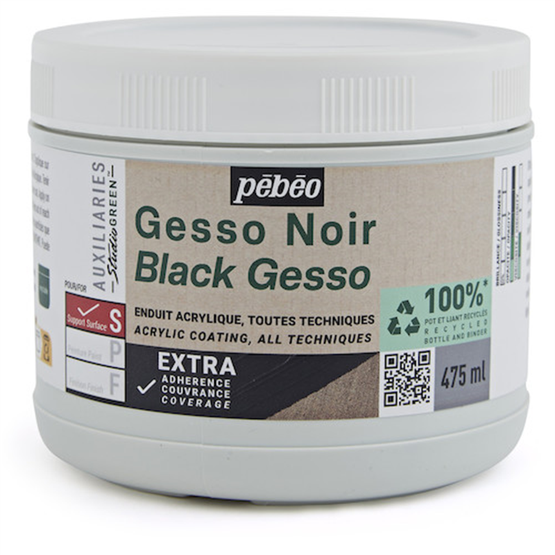 Pebeo スチューディオ グリーン アクリリック ブラックジェッソ 475ml 1本(ご注文単位1本)【直送品】