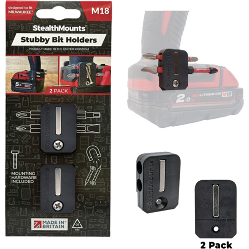 ステルスマウント StubbyビットホルダーミルウォーキーM18用(2個入り)ブラック 1箱（ご注文単位1箱）【直送品】