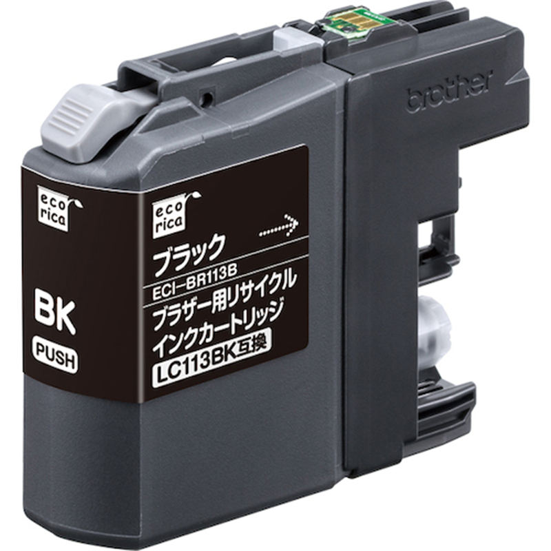 ecorica LC113BK互換リサイクルインクカートリッジ ブラック 1個(ご注文単位1個)【直送品】