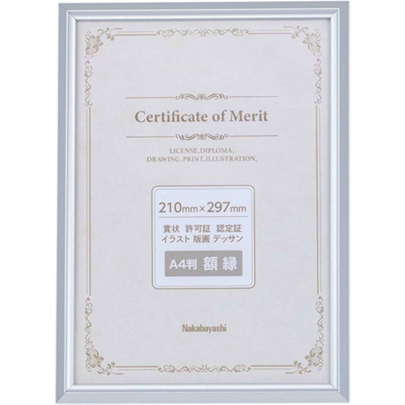 ナカバヤシ アルミ賞状額/A4/シルバー 1枚（ご注文単位1枚）【直送品】