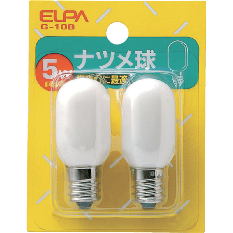 ELPA ナツメ球 E12 消費電力5W ホワイト 2個入 1パック(ご注文単位1パック)【直送品】