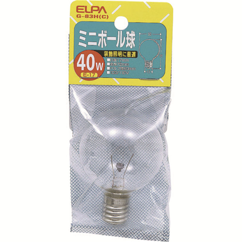 ELPA ミニボール球40W 1個（ご注文単位1個）【直送品】