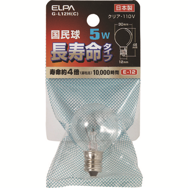 ELPA 国民球 長寿命 E12 5W クリア 1個（ご注文単位1個）【直送品】