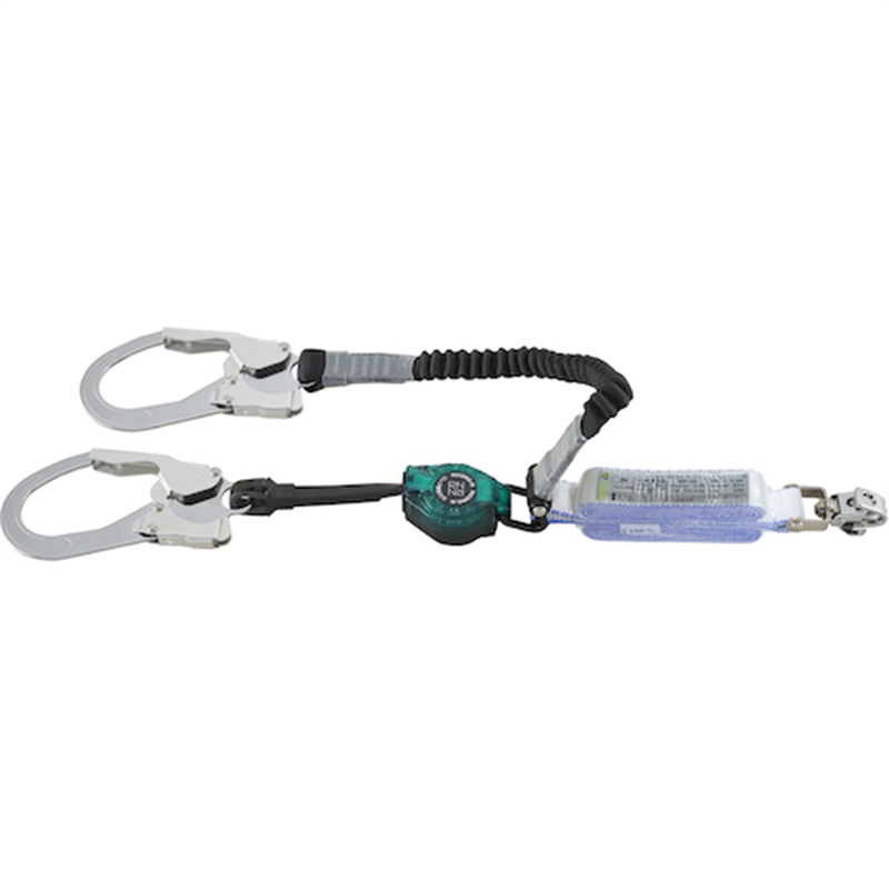タイタン ハーネス用 ロック機構付き巻取+伸縮式ダブルランヤード HL-MRZW-1.3-130 130kg仕様 1本(ご注文単位1本)【直送品】