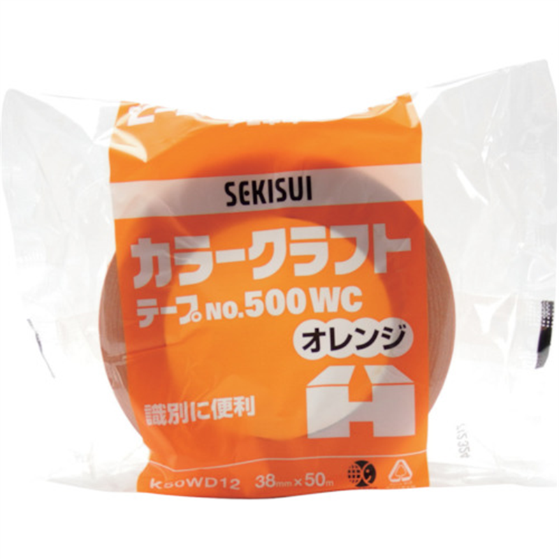 積水 カラークラフトテープ#500WC 38X50 オレンジ 1巻（ご注文単位1巻）【直送品】