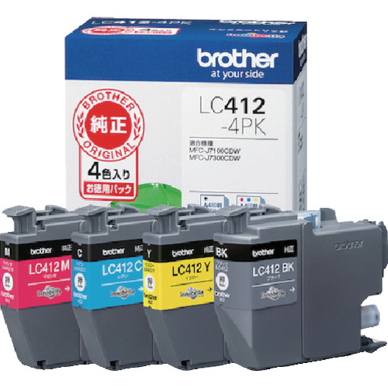 brother LC412-4PK インクカートリッジ 4色パック 1パック(ご注文単位1パック)【直送品】