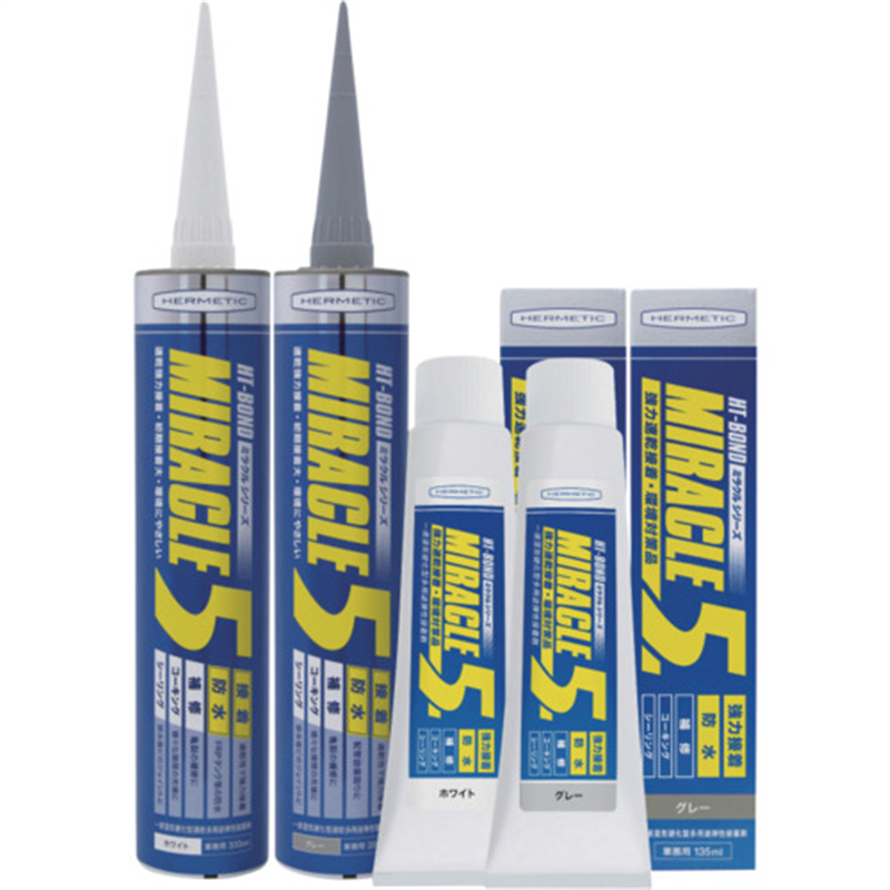 ヘルメチック 多用途弾性防水接着剤 Miracle5 ホワイト 333ml 1個（ご注文単位1個）【直送品】