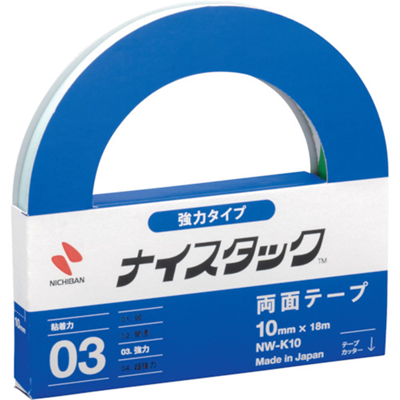 ニチバン 両面テープ ナイスタック強力タイプ NW-K10 10mmX18m 1巻（ご注文単位1巻）【直送品】