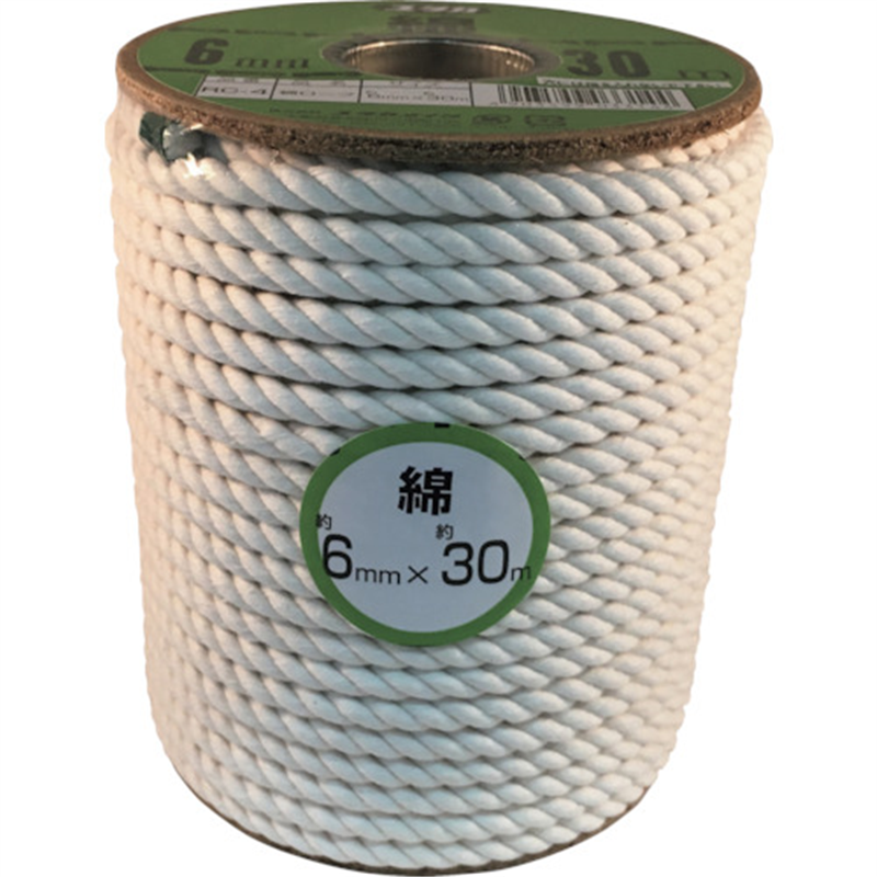 ユタカメイク ロープ 綿ロープボビン巻 6φ×30m 1巻(ご注文単位1巻)【直送品】