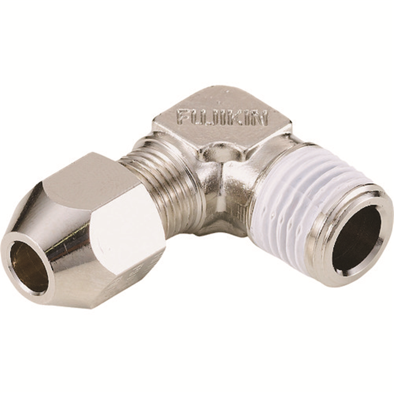 Fujikin 黄銅製リングジョイント エルボハーフユニオンRL-6MM-R1/4 1個（ご注文単位1個）【直送品】