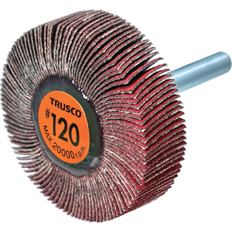 TRUSCO セラミックフラップホイール 軸径6mm #120 外径50×幅15×軸長40 (5個入) 1箱（ご注文単位1箱）【直送品】