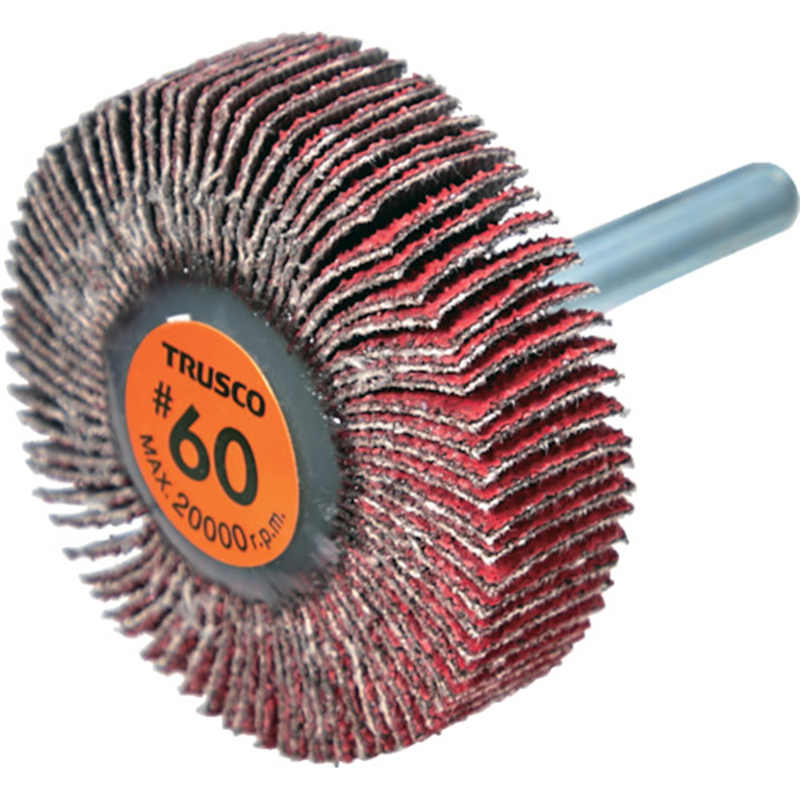 TRUSCO セラミックフラップホイール 軸径6mm #60 外径50×幅15×軸長40 (5個入) 1箱(ご注文単位1箱)【直送品】