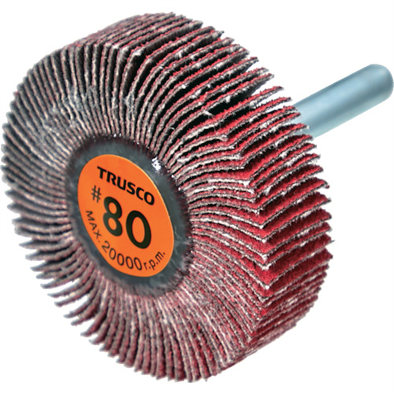 TRUSCO セラミックフラップホイール 軸径6mm #80 外径50×幅15×軸長40 (5個入) 1箱(ご注文単位1箱)【直送品】