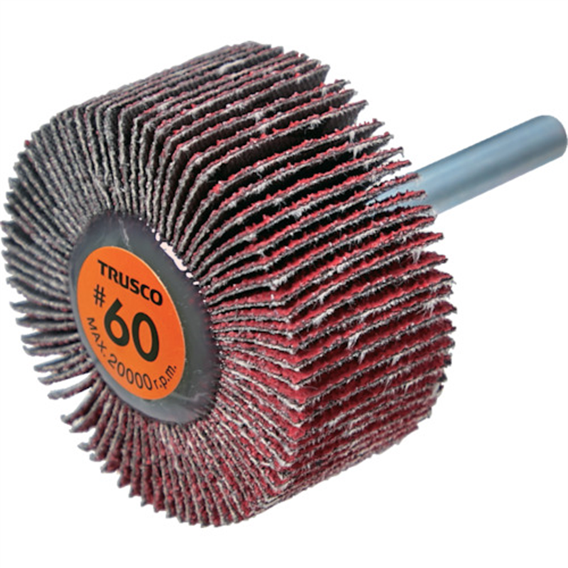 TRUSCO セラミックフラップホイール 軸径6mm #60 外径50×幅25×軸長40 (5個入) 1箱(ご注文単位1箱)【直送品】