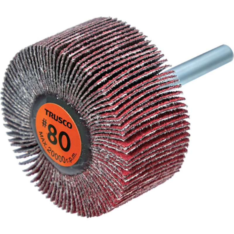 TRUSCO セラミックフラップホイール 軸径6mm #80 外径50×幅25×軸長40 (5個入) 1箱(ご注文単位1箱)【直送品】