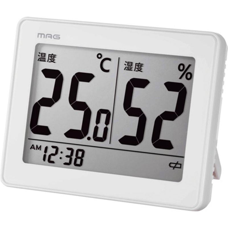 MAG 温湿度計 デジタル スカイ 時計 環境目安 置き掛け兼用 スタンド ホワイト TH-109WH-Z 1個（ご注文単位1個）【直送品】
