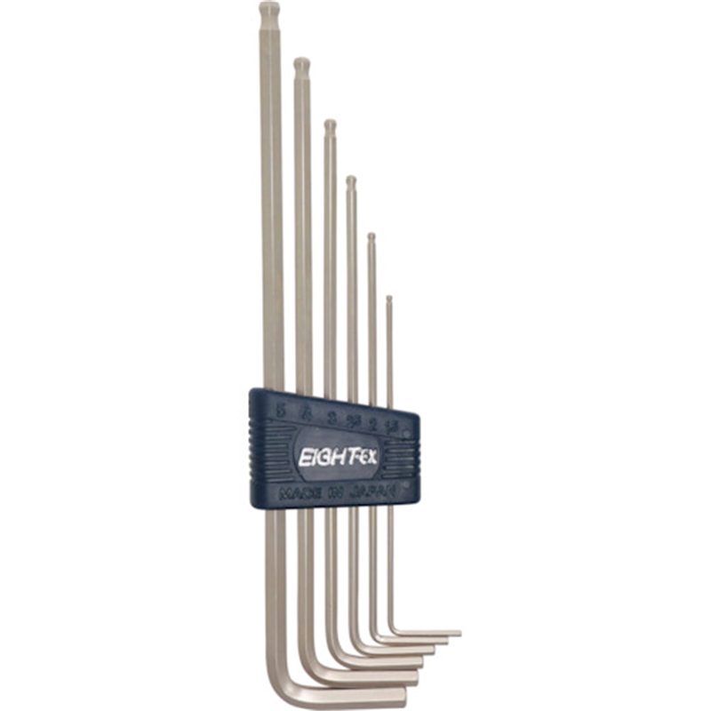 EIGHT 六角棒スパナ テーパーヘッド エキストラロング6本セット 1.5~5mm 1セット(ご注文単位1セット)【直送品】