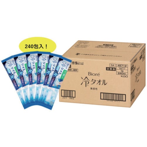 トラスコ中山 Kao ビオレ 冷タオル 無香性 ケース販売 白 240本/箱(ご注文単位1箱)【直送品】