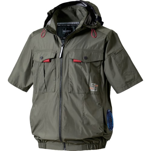 トラスコ中山 快適ウェア サイドファン半袖フードジャケット 3L カーキ 1枚（ご注文単位1枚）【直送品】