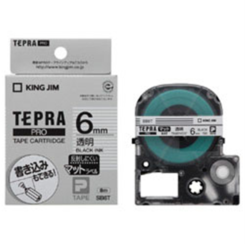 キングジム マットラベルテープ SB6T 透明 ［黒文字 /6mm幅］ SB6T 1個（ご注文単位1個）【直送品】