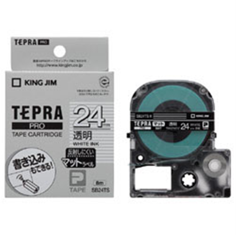 キングジム マットラベルテープ SB24TS 透明 ［白文字 /24mm幅］ SB24TS 1個（ご注文単位1個）【直送品】