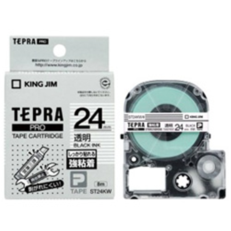 キングジム 強粘着ラベル ST24KW 透明 ［黒文字 /24mm幅］ ST24KW 1個（ご注文単位1個）【直送品】
