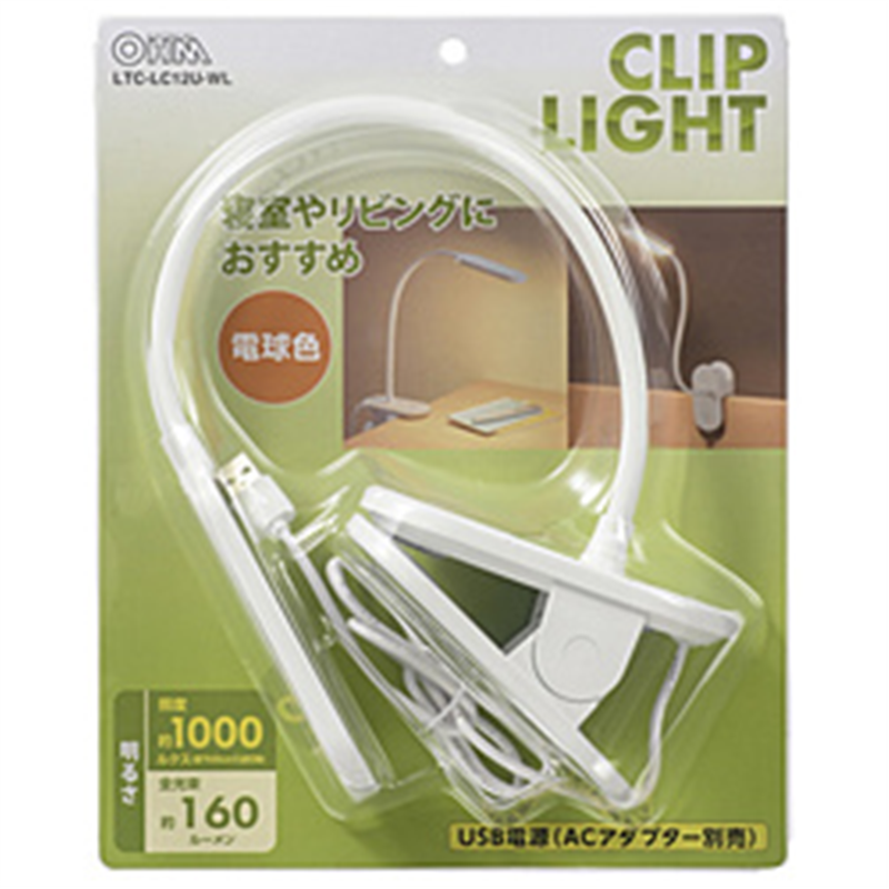 オーム電機　OHM　ELECTRIC LEDクリップライト 電球色 ホワイト LTC-LC12U-WL ［LED /電球色］ LTCLC12UWL 1個（ご注文単位1個）【直送品】