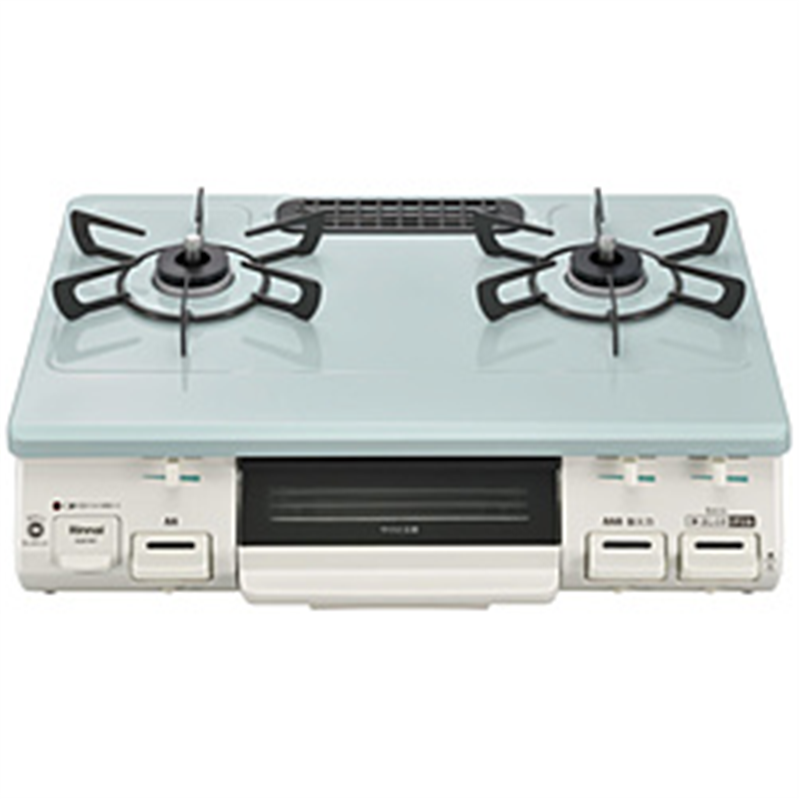 リンナイ　Rinnai ガステーブルコンロ 水なし片面焼きグリル[右強火]  パステルミント KG67MTR ［約60cm /プロパンガス /右強火］ 1個（ご注文単位1個）【直送品】