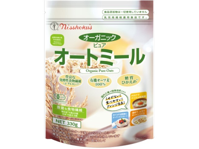 日本食品製造オーガニックピュアオートミール330g※軽(ご注文単位4個)【直送品】