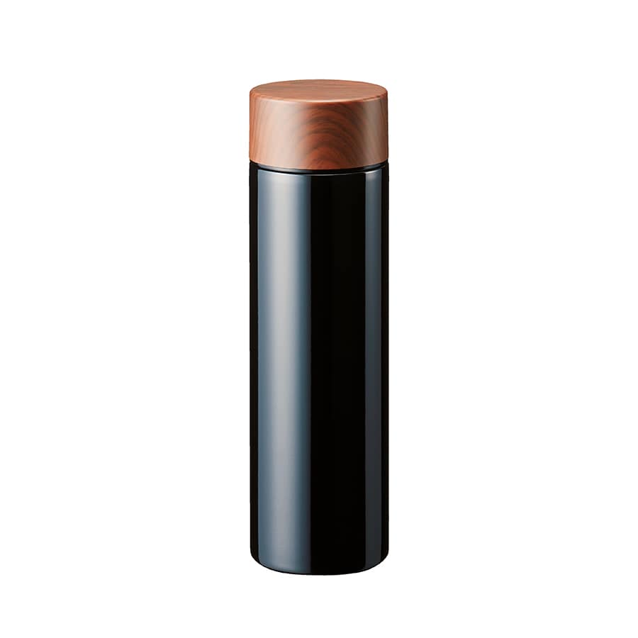 MARKLESS STYLE 木目調サーモステンレスボトル 450ml ブラック TS-1381-009 1個（ご注文単位1個）【直送品】